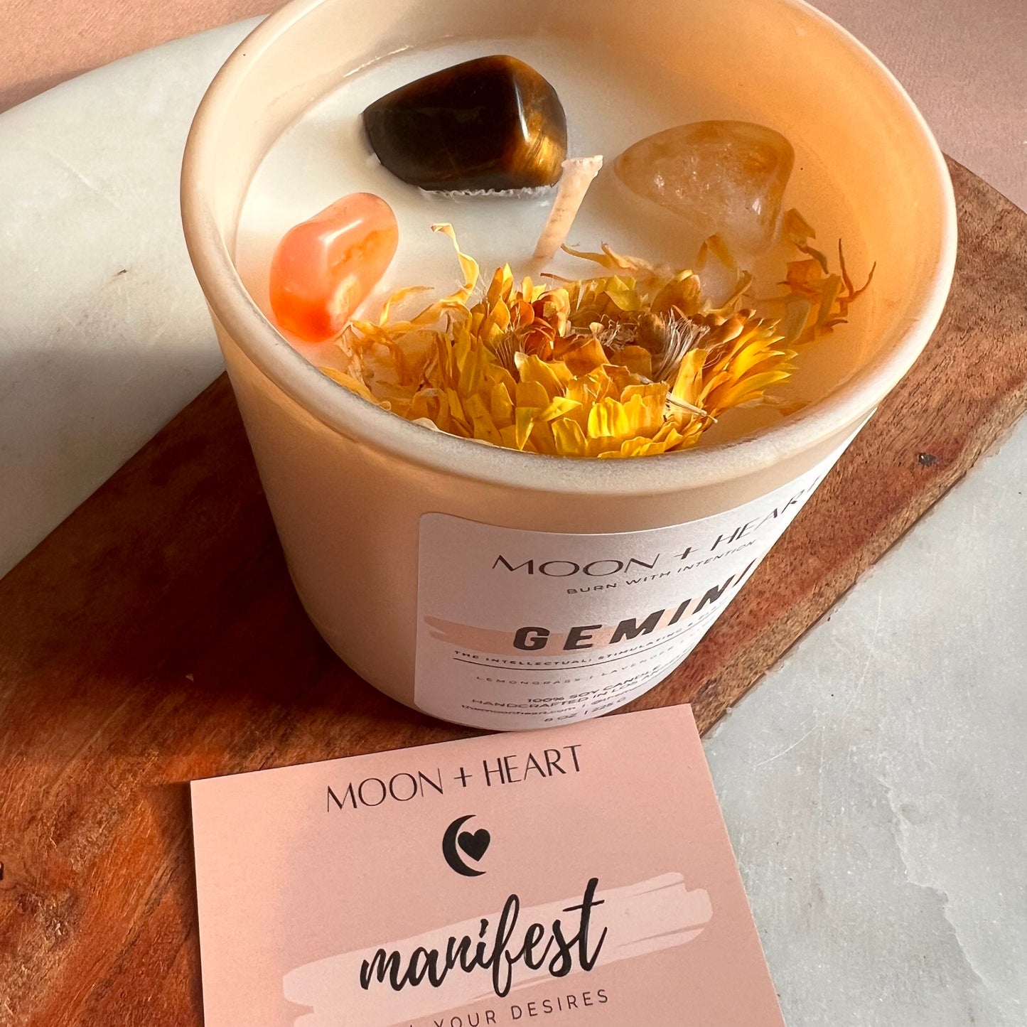 Gemini Candle | Zodiac candle | Crystal Infused candle | Intention Candle | Manifestation Candle