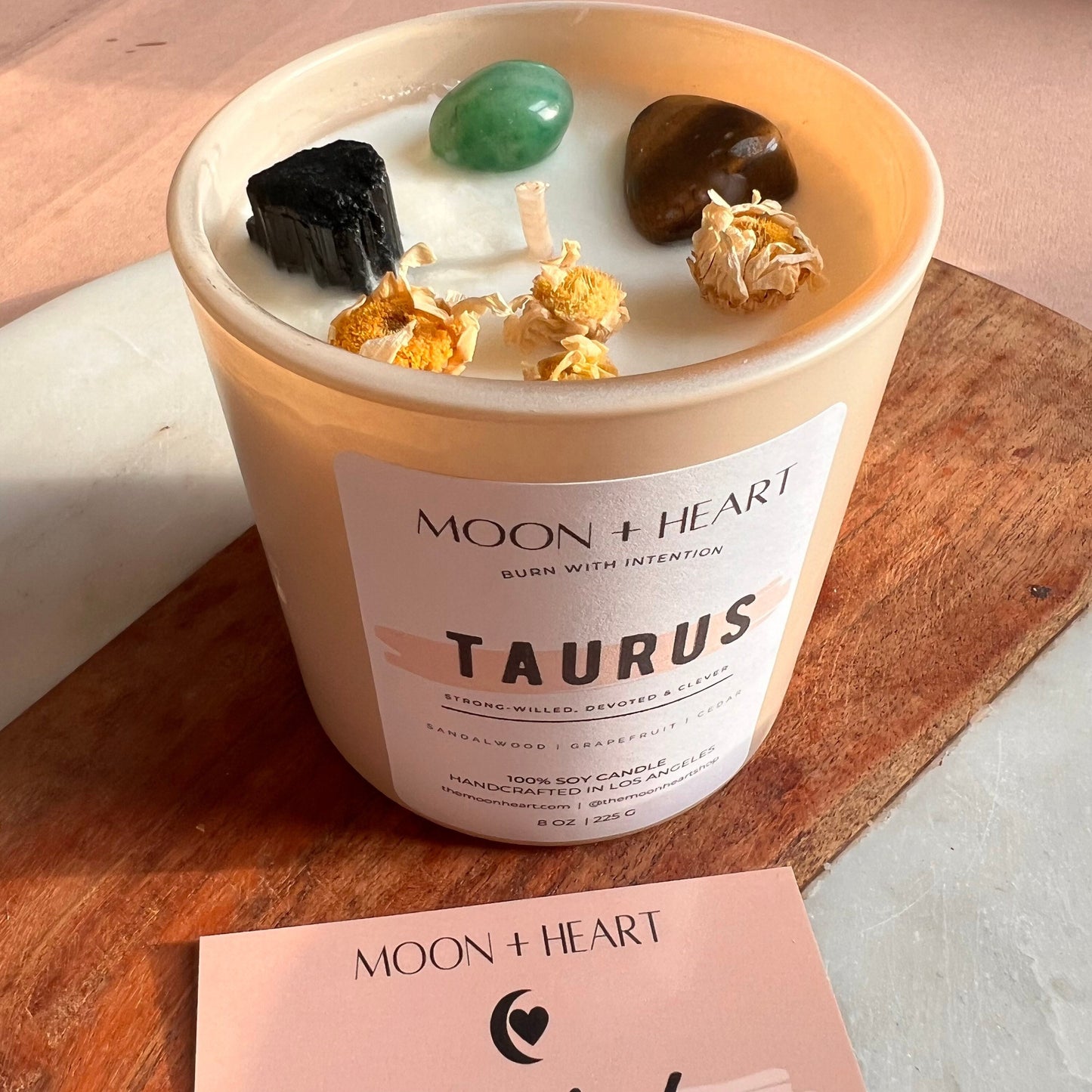TAURUS Zodiac candle | Crystal Infused candle | Intention Candle | Manifestation Candle