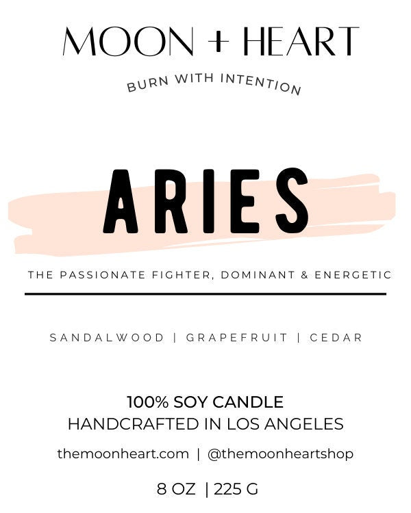 ARIES Candle | Zodiac candle | Crystal Infused candle | Intention Candle | Manifestation Candle