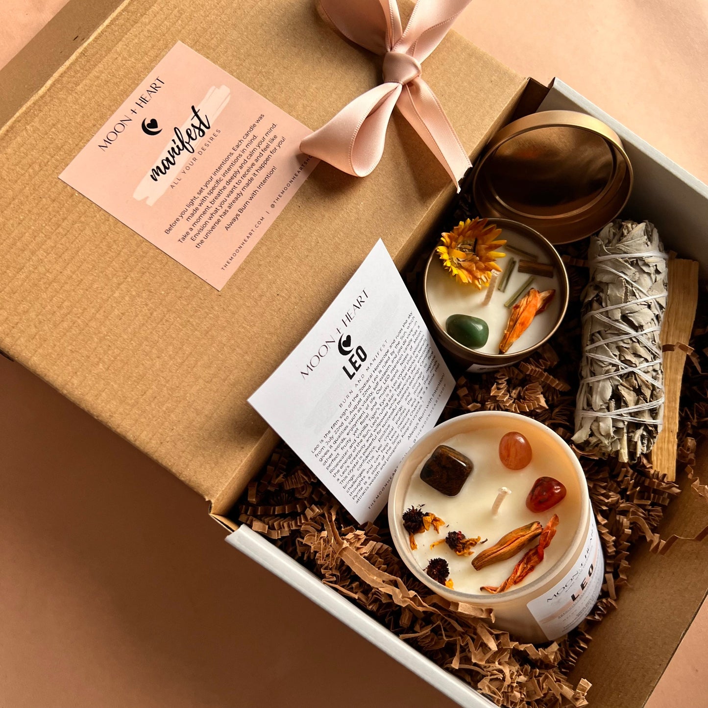 Zodiac candle gift box | Self Care Box | Intention candle | Crystal Infused Candle | Manifestation candle