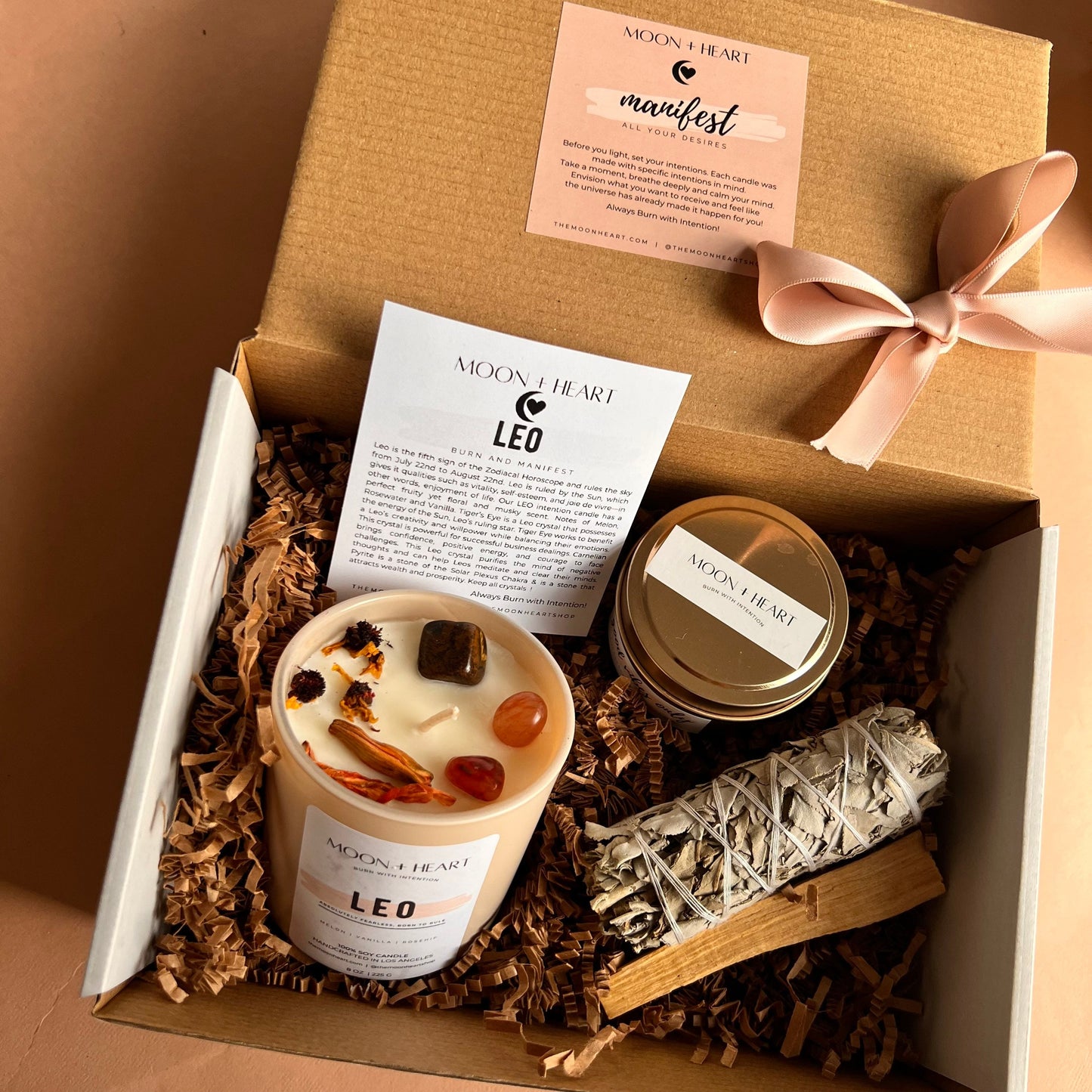 Zodiac candle gift box | Self Care Box | Intention candle | Crystal Infused Candle | Manifestation candle
