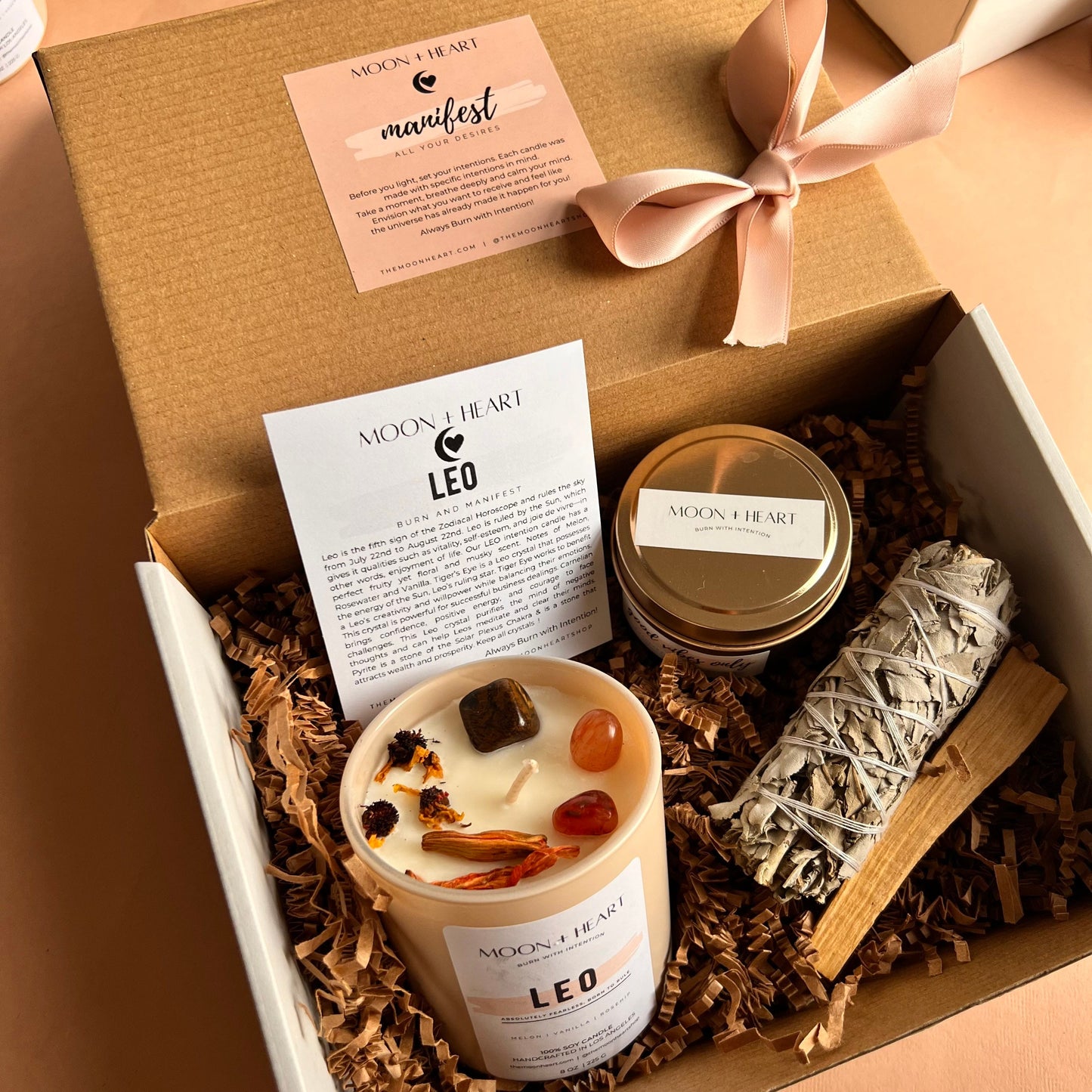 Zodiac candle gift box | Self Care Box | Intention candle | Crystal Infused Candle | Manifestation candle