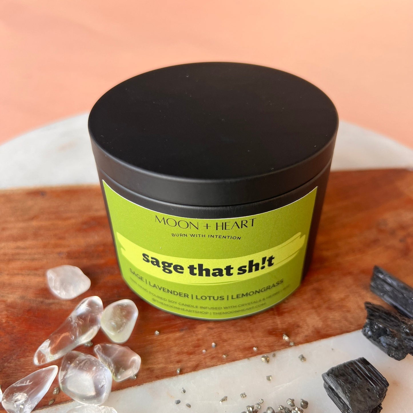 Sage that Shit Intention Candle with crystals | Manifestation Candle | Cool Candles | Crystal Infused Candle
