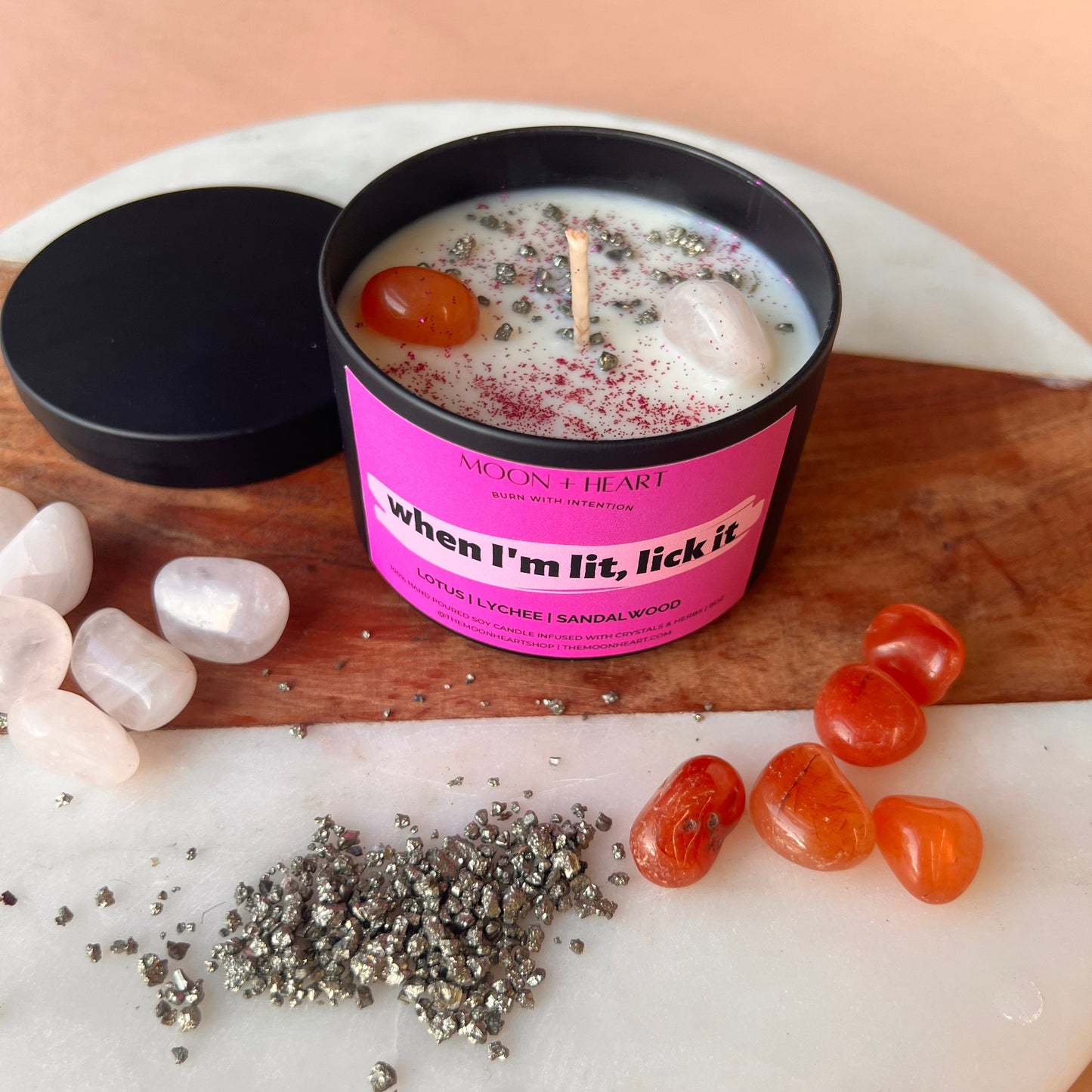 When I'm lit, Lick it Candle | Crystal Infused Candle | Intention Candle | Manifestation Candle | Homemade candles