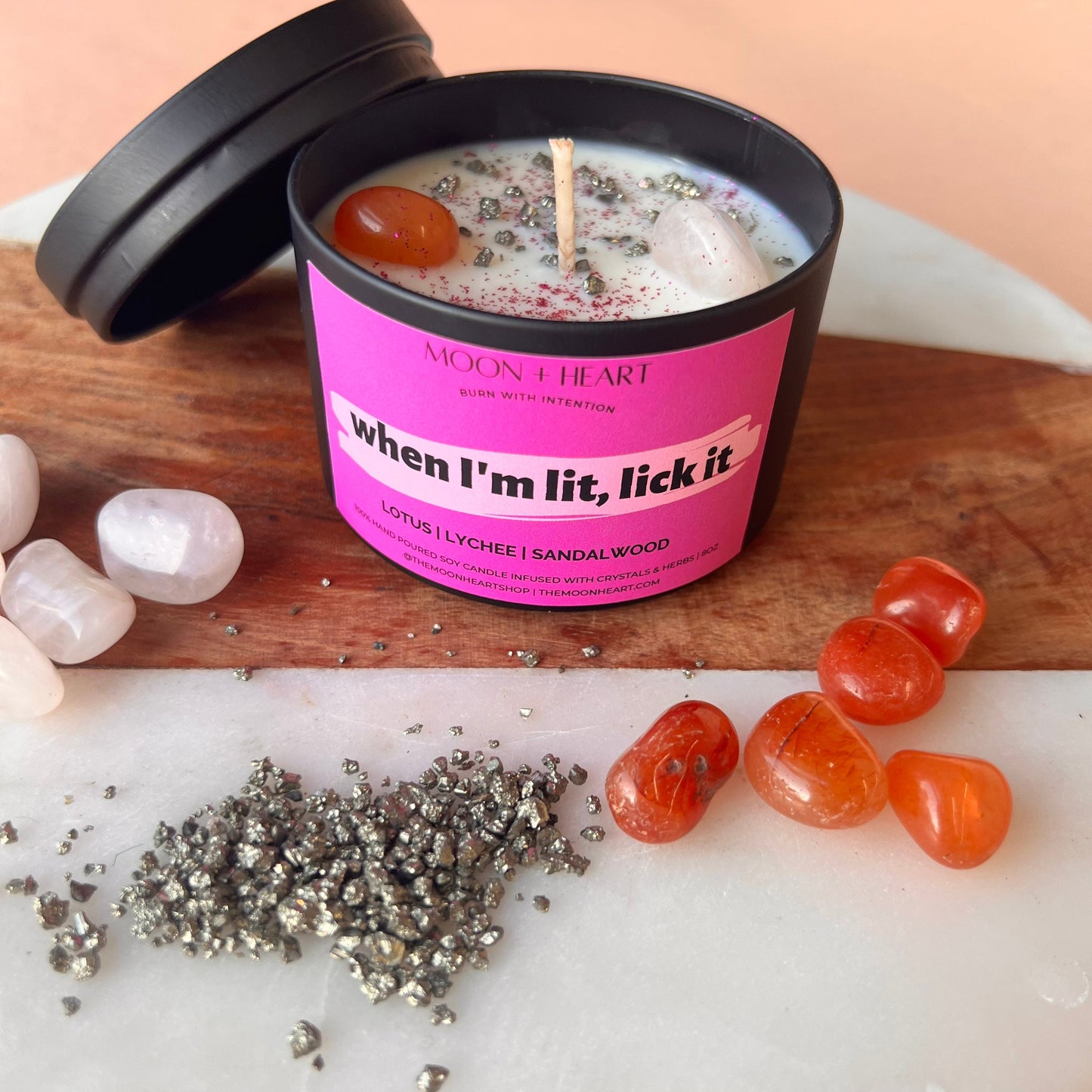 When I'm lit, Lick it Candle | Crystal Infused Candle | Intention Candle | Manifestation Candle | Homemade candles
