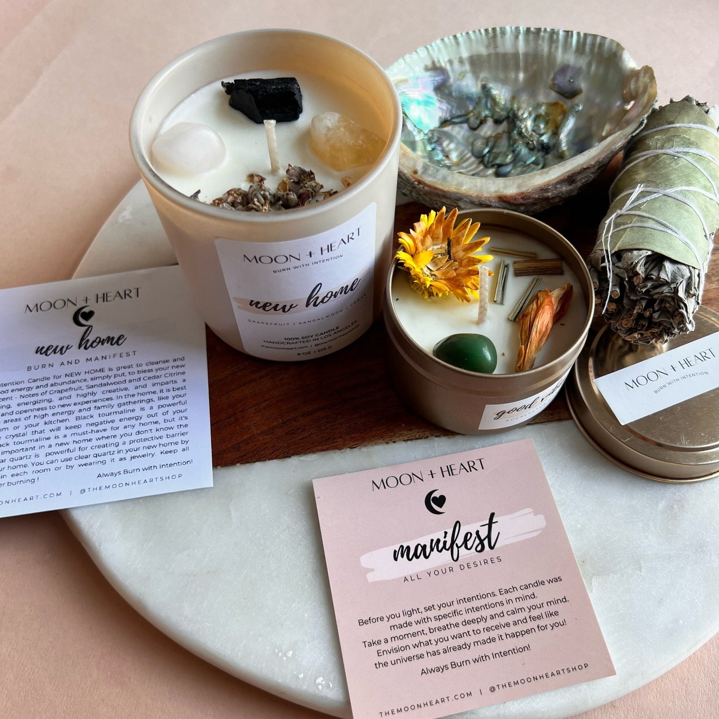 HOUSEWARMING new home gift box | Self Care Box | Intention candle | Crystal Infused Candle | Manifestation candle