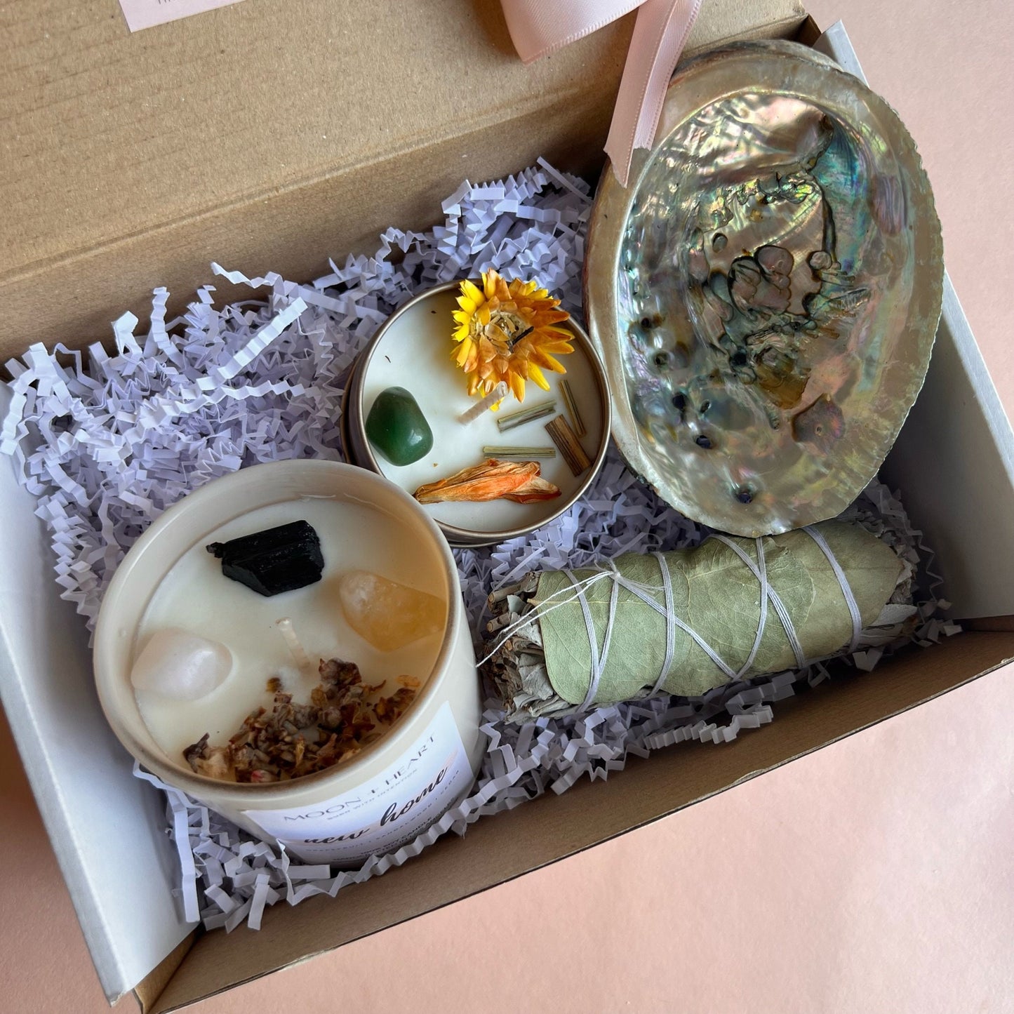 HOUSEWARMING new home gift box | Self Care Box | Intention candle | Crystal Infused Candle | Manifestation candle