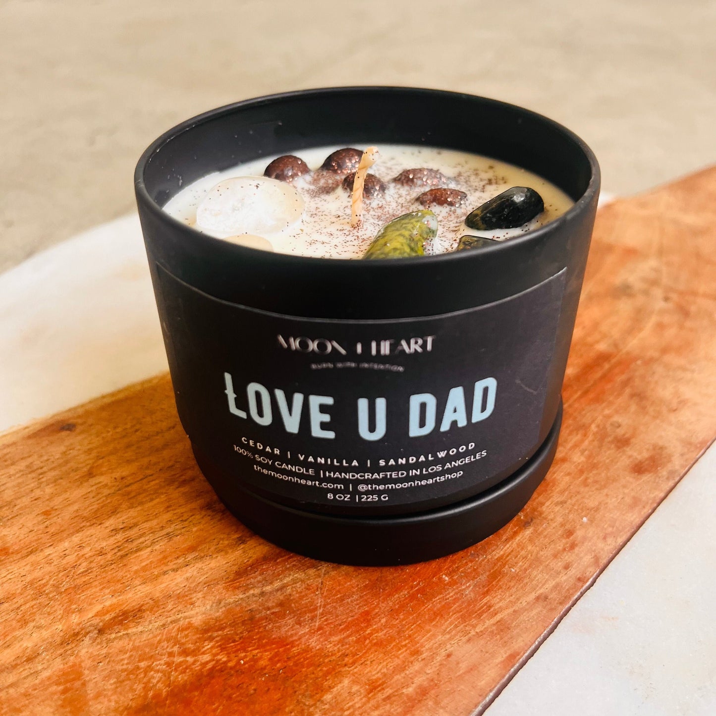 Father's Day Candle Gift Intention Candle | Crystal Infused Candle | Homemade Candles | Manifestation Candle