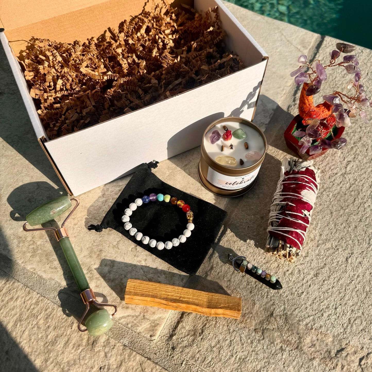 Mystery Mindful gift box | Self Care Box | Intention candle | Crystal Infused Candle | Manifestation gift box