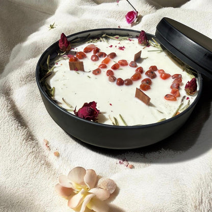 Large 16oz Mother’s Day Candle: Crystal Infused Soy Candle w/ genuine crystals, roses
