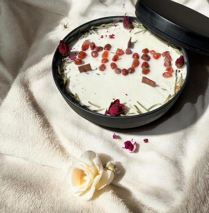 Large 16oz Mother’s Day Candle: Crystal Infused Soy Candle w/ genuine crystals, roses