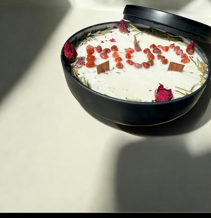 Large 16oz Mother’s Day Candle: Crystal Infused Soy Candle w/ genuine crystals, roses