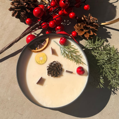 Large 3-Wick Holiday Candle with Mystery Crystal & Feng Shui Coin