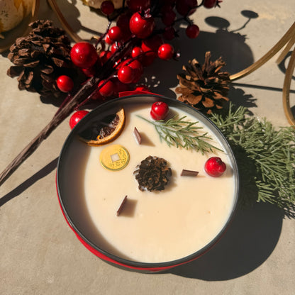 Large 3-Wick Holiday Candle with Mystery Crystal & Feng Shui Coin