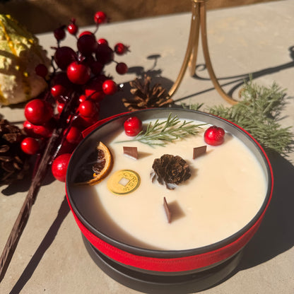 Large 3-Wick Holiday Candle with Mystery Crystal & Feng Shui Coin