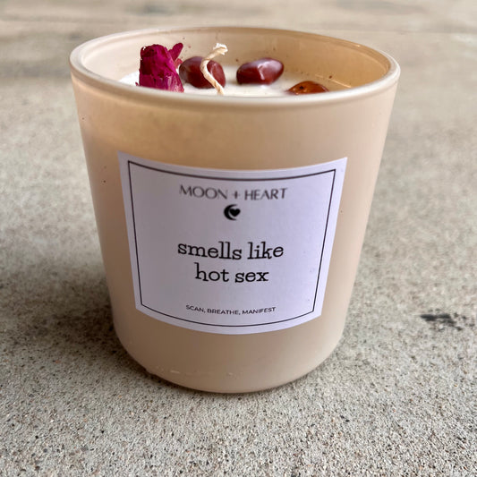 SMELLS LIKE HOT SEX Candle | Carnelian, Red Jasper, Rose Quartz