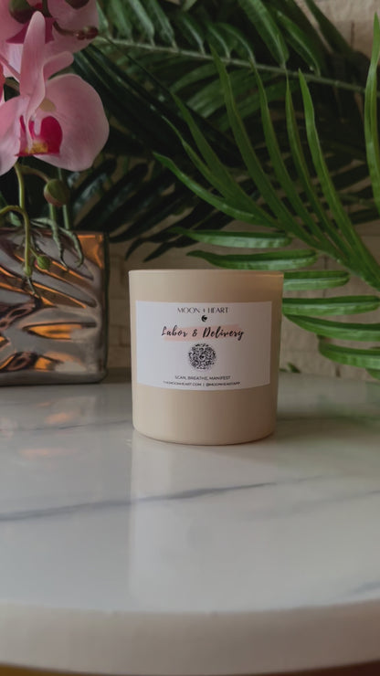 Labor & Delivery Meditation Candle | Crystal Infused Candle | Intention Candle | Manifestation Candle | Homemade candles