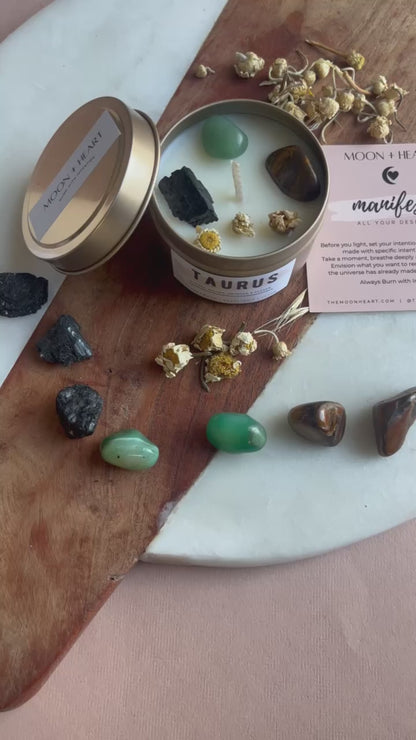 AQUARIUS Candle | Zodiac candle | Crystal Infused candle | Intention Candle | Manifestation Candle