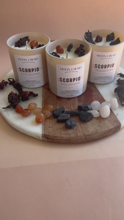 SCORPIO Candle | Zodiac Candle | Intention Candle w/ Crystal | Homemade candles | Manifestation Candle