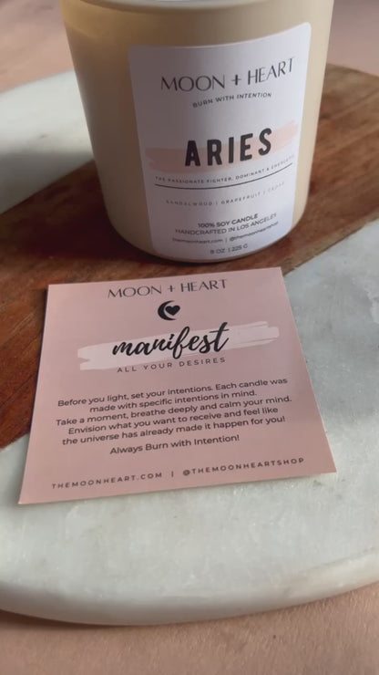 ARIES Candle | Zodiac candle | Crystal Infused candle | Intention Candle | Manifestation Candle