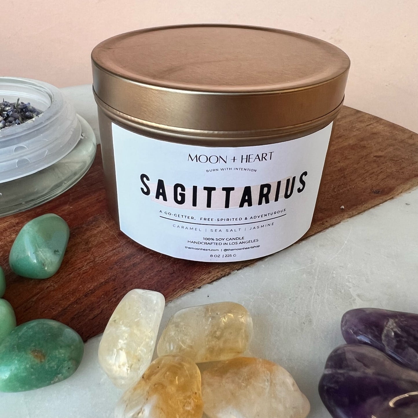 SAGITTARIUS Candle | Zodiac candle | Crystal Infused candle | Intention Candle | Manifestation Candle