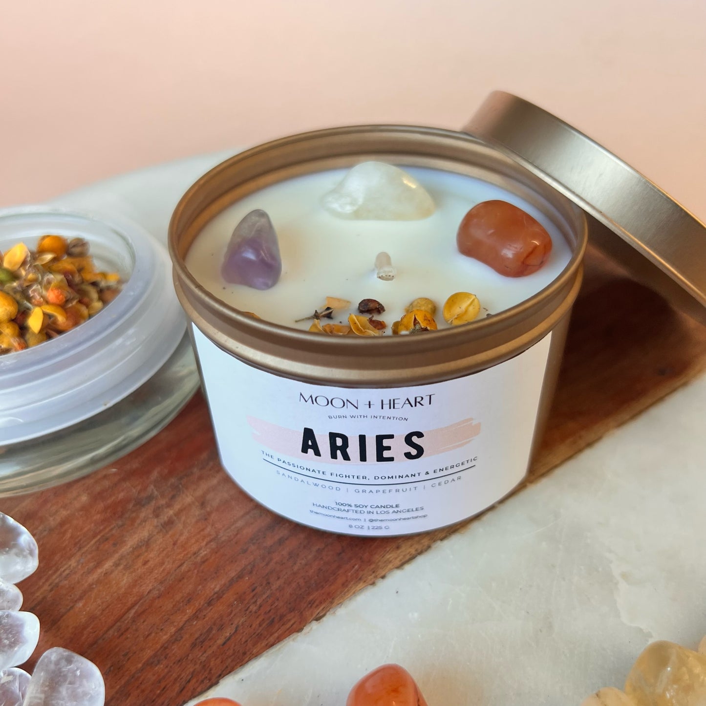 ARIES Candle | Zodiac candle | Crystal Infused candle | Intention Candle | Manifestation Candle