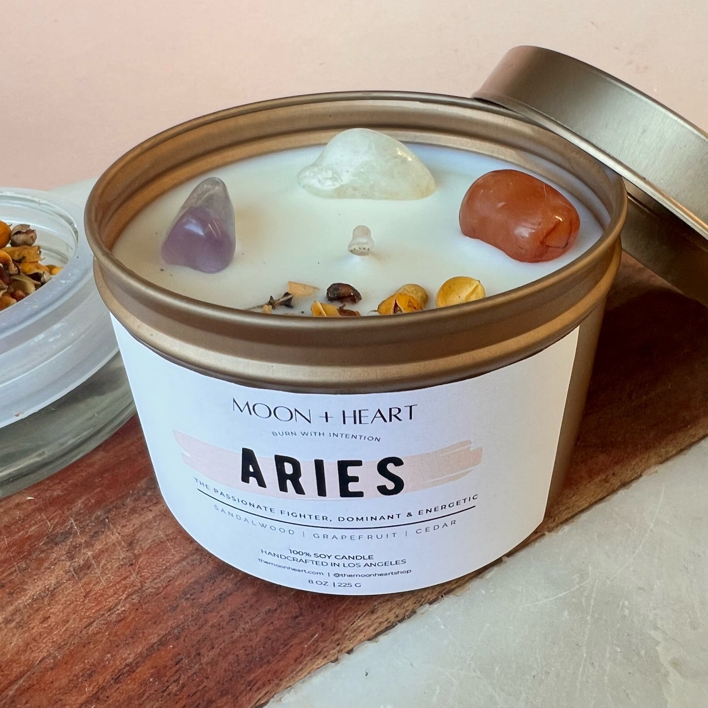 ARIES Candle | Zodiac candle | Crystal Infused candle | Intention Candle | Manifestation Candle