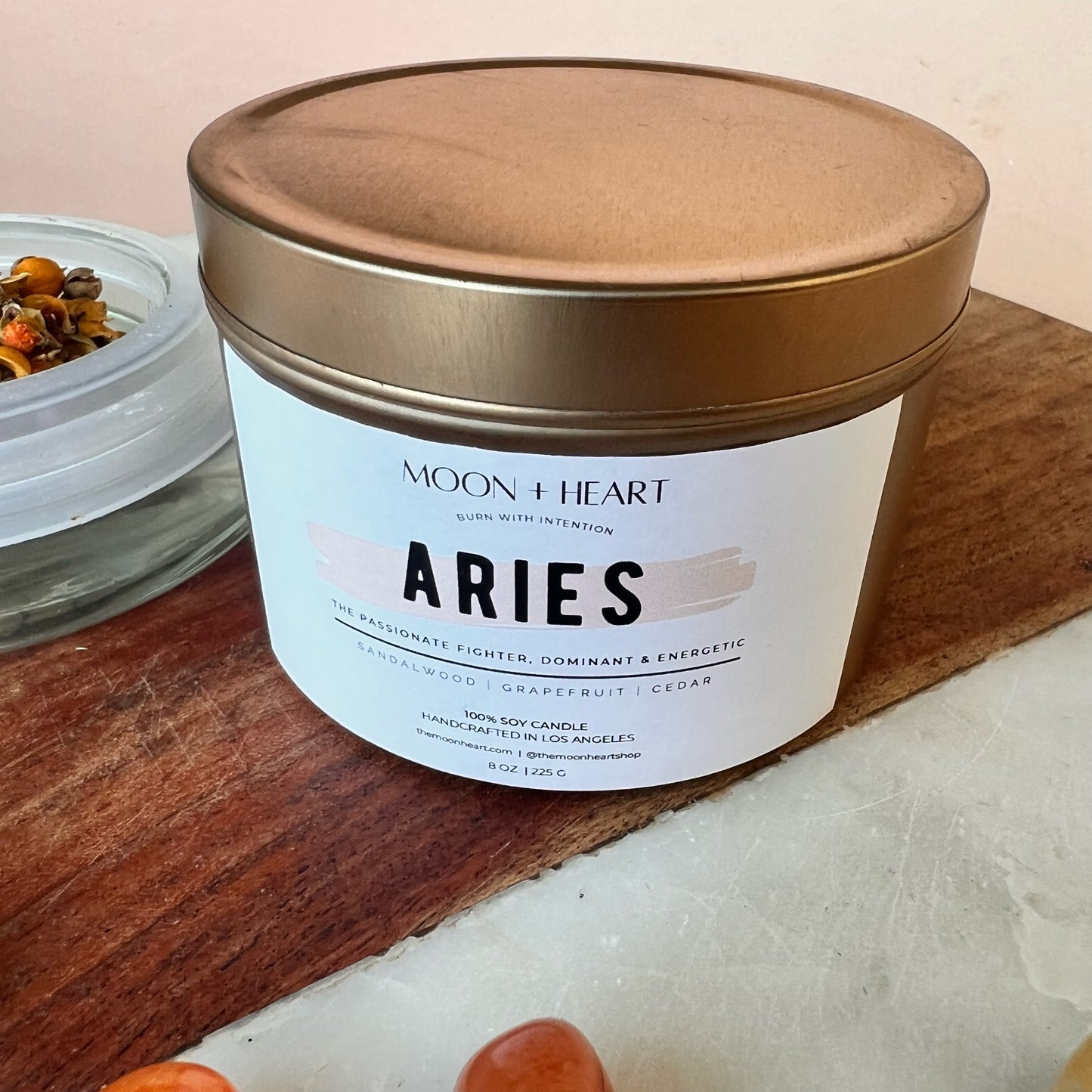 ARIES Candle | Zodiac candle | Crystal Infused candle | Intention Candle | Manifestation Candle