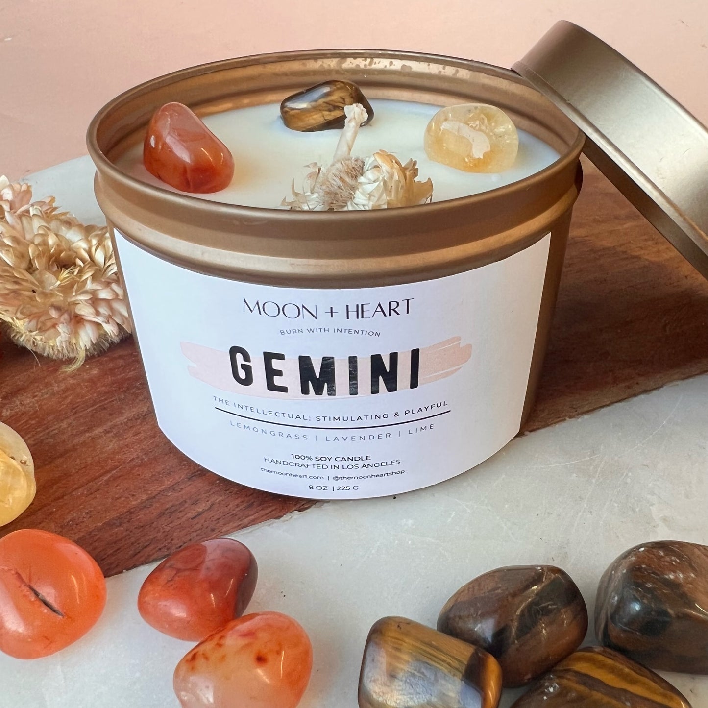 Gemini Candle | Zodiac candle | Crystal Infused candle | Intention Candle | Manifestation Candle