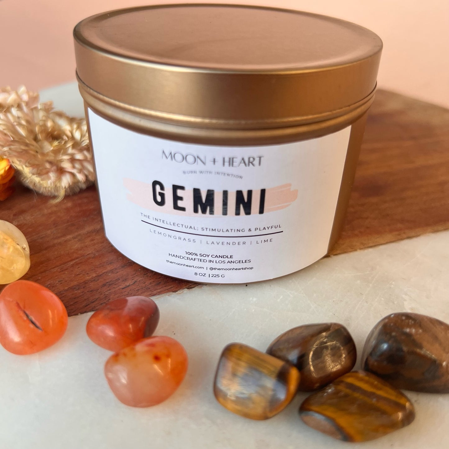 Gemini Candle | Zodiac candle | Crystal Infused candle | Intention Candle | Manifestation Candle