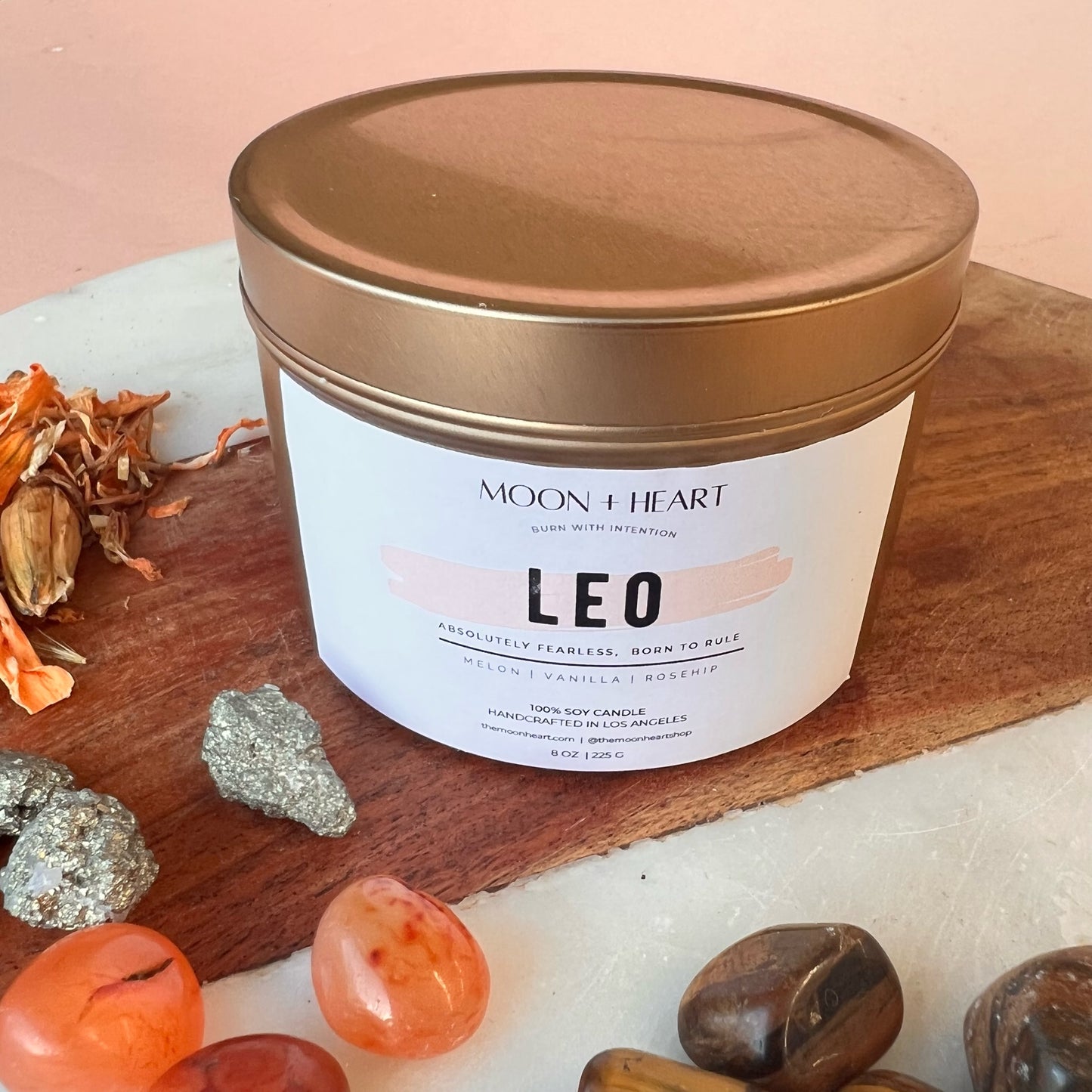 LEO zodiac Candle | Zodiac candle | Intention Candle with Crystals  | Manifestation Candle