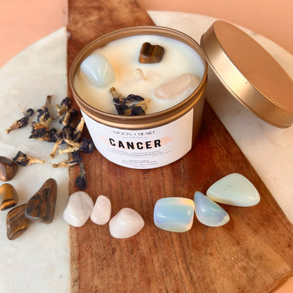Cancer Zodiac candle | Crystal Infused candle | Intention Candle | Manifestation Candle