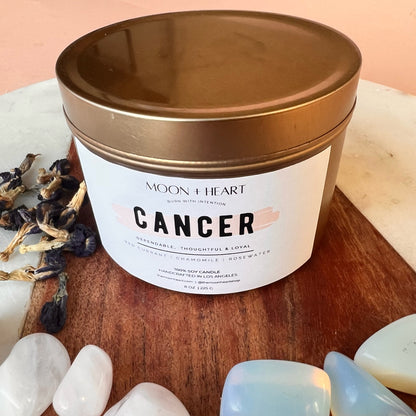 Cancer Zodiac candle | Crystal Infused candle | Intention Candle | Manifestation Candle