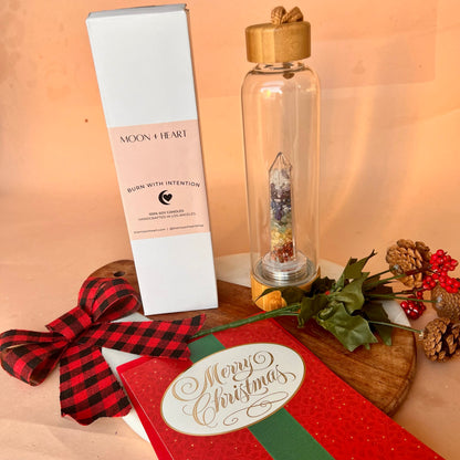 Chakra Energized Point Reiki Gemstone Tiger's Eye Hand-made Energy Wooden Crystal Healing Water Bottle With Protection Case Gift