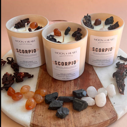 SCORPIO Candle | Zodiac Candle | Intention Candle w/ Crystal | Homemade candles | Manifestation Candle