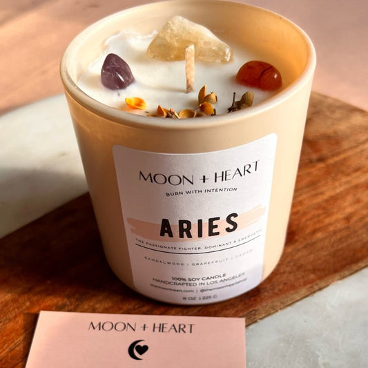 ARIES Candle | Zodiac candle | Crystal Infused candle | Intention Candle | Manifestation Candle