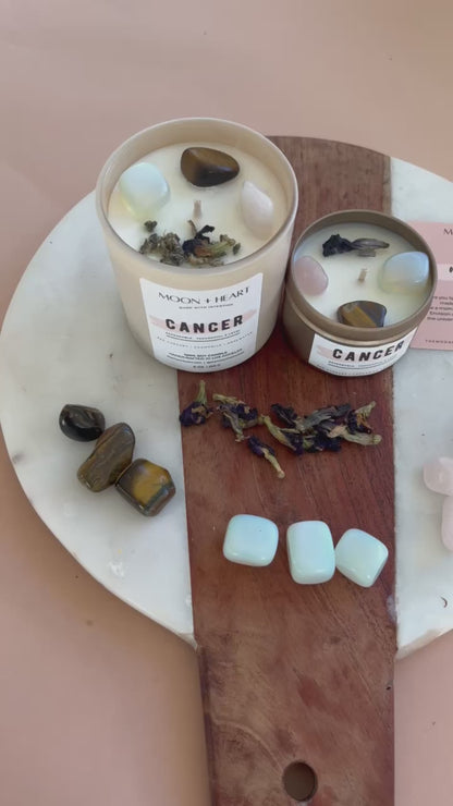 Cancer Zodiac candle | Crystal Infused candle | Intention Candle | Manifestation Candle
