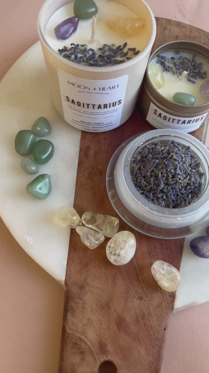 SAGITTARIUS Candle | Zodiac candle | Crystal Infused candle | Intention Candle | Manifestation Candle