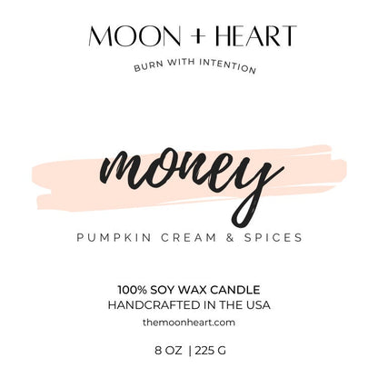 MONEY Candle | Soy Wax Intention Candle | Homemade candles | Manifestation Candle with Crystals