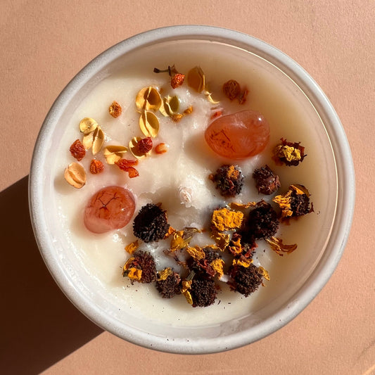 PROTECTION & BALANCE Intention Candle | Carnelian Stones | Homemade candles | Manifestation Candle