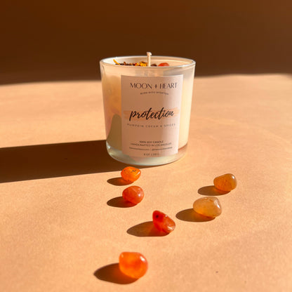 PROTECTION & BALANCE Intention Candle | Carnelian Stones | Homemade candles | Manifestation Candle