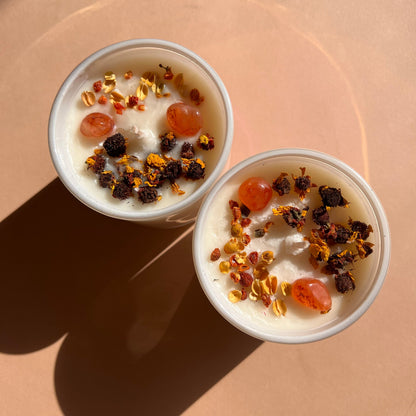 PROTECTION & BALANCE Intention Candle | Carnelian Stones | Homemade candles | Manifestation Candle