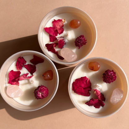 SEX & PASSION  Intention Soy Wax Candle | Rose quartz, Carnelian | Scent: Sweet pomegranate & Cucumber Mint