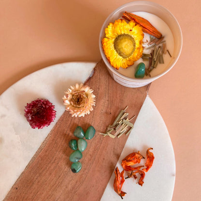 GOOD VIBES ONLY Intention Soy Wax Candle | Green Aventurine | Scent: Eucalyptus & Lemongrass