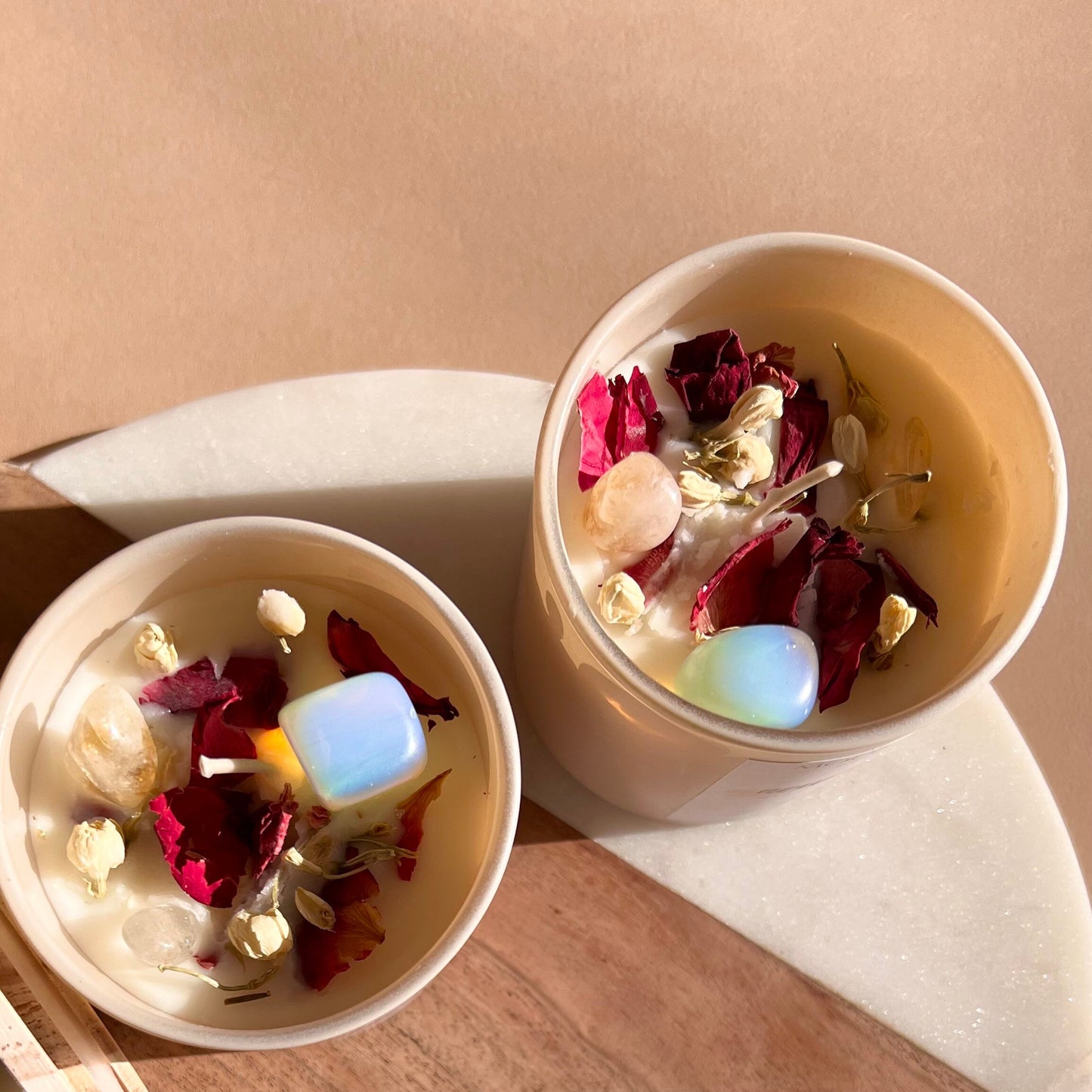 NEW MOON Intention Soy Wax Candle | Moonstone, citrine, clear quartz |  Scent: Red Currant Bliss