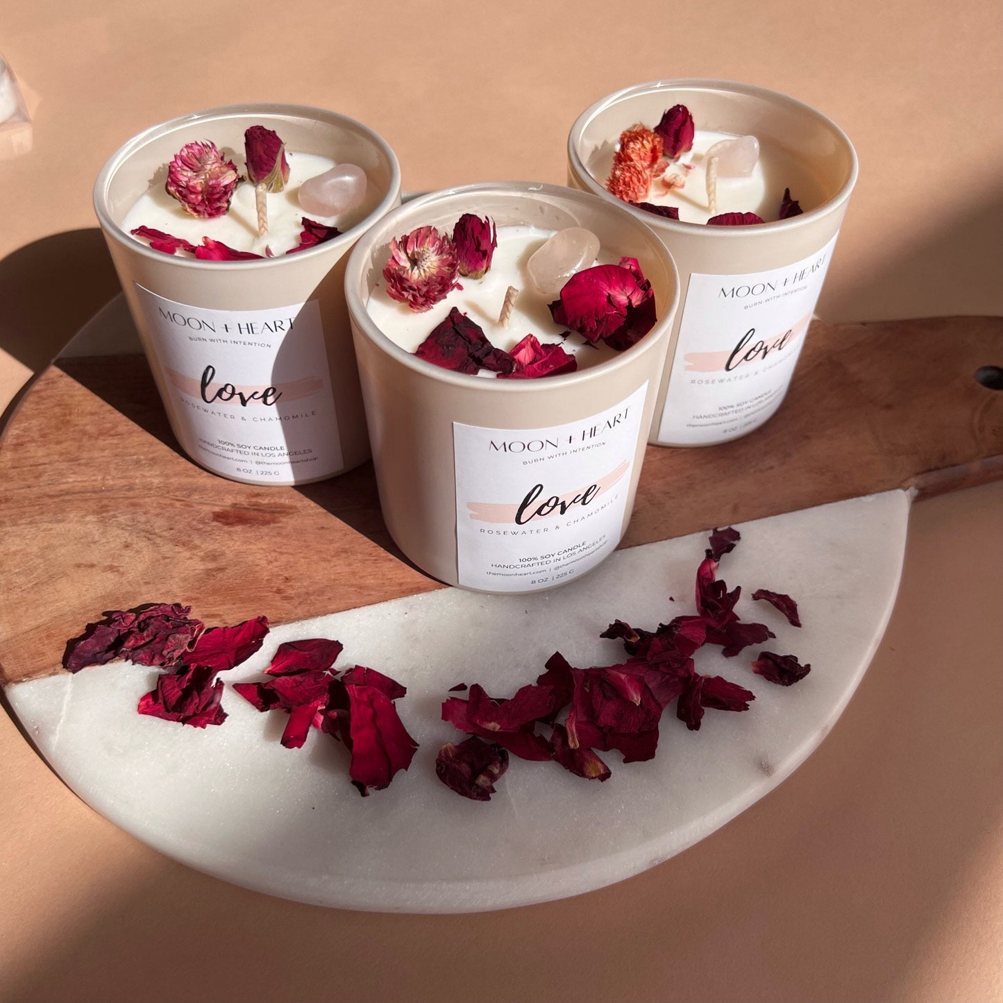 Intention Candle for LOVE | Crystal Infused Candle | Manifestation Candle | Homemade candles