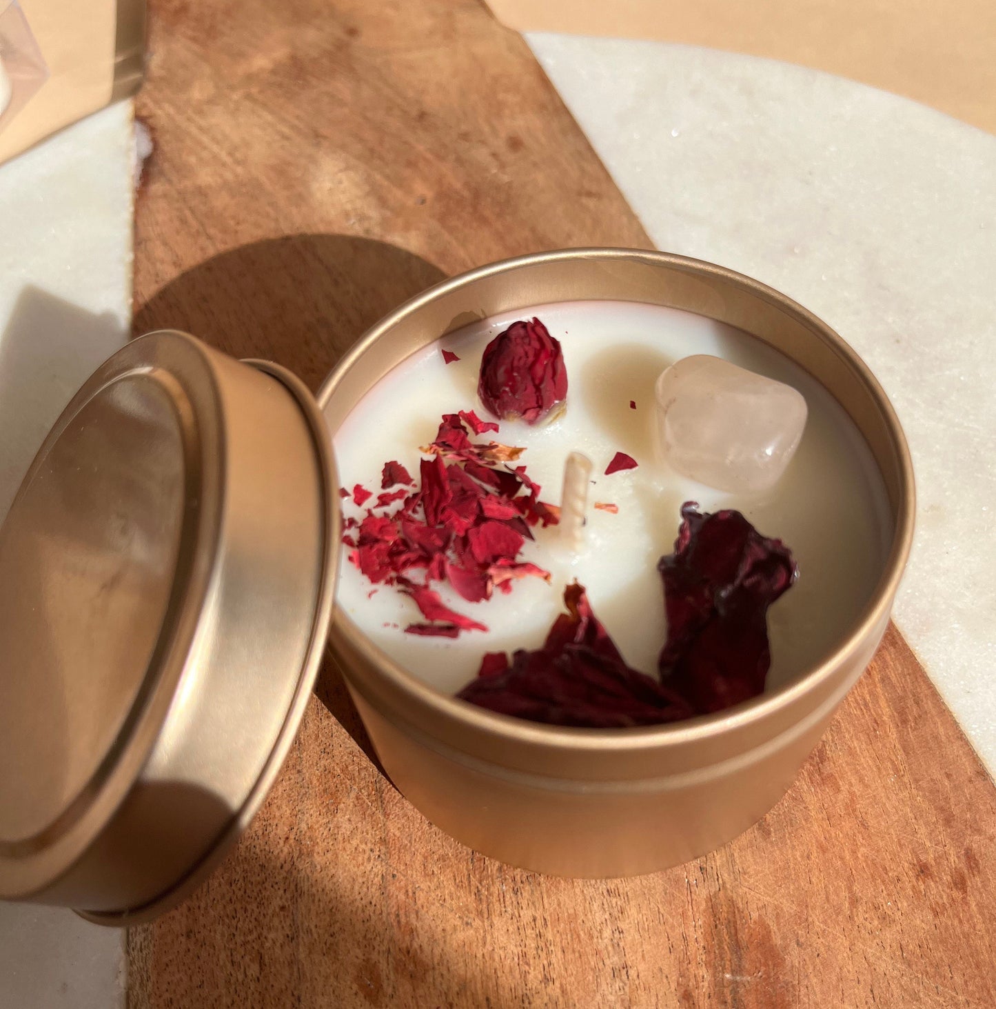 Intention Candle for LOVE | Crystal Infused Candle | Manifestation Candle | Homemade candles