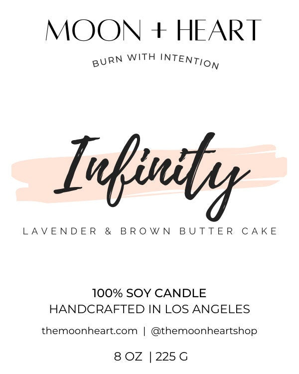 INFINITY LOVE  Bridal Intention Soy Wax Candle | Rose Quartz + Citrine | Scent: Lavender Brown Butter Cake