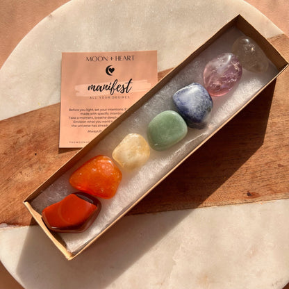 Seven 7 Chakra Crystals Set | 7 Chakras crystals and stones | Wellness tumbled stones| Crystal gift box| Wellness Gift