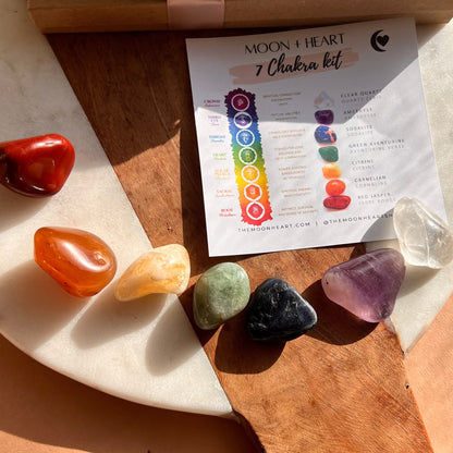 Seven 7 Chakra Crystals Set | 7 Chakras crystals and stones | Wellness tumbled stones| Crystal gift box| Wellness Gift